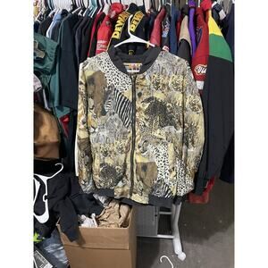 SIZE S- VINTAGE ATLANTIC BEACH ANIMALALL OVER PRINT UNISEX SILK JACKET MENS